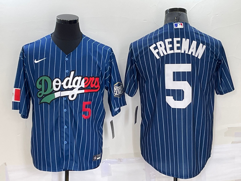 Men's Los Angeles Dodgers #5 Freddie Freeman Navy Mexico World Series Cool Base Stitched Baseball Jersey Men's Los Angeles Dodgers #5 Freddie Freeman Navy Mexico World Series Cool Base Stitched Baseball Jersey